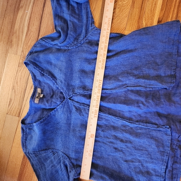 Flax linen tunic top blue vneck size large minimalist lagenlook - Picture 8 of 8
